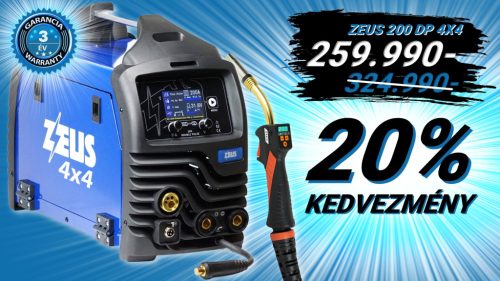 Panelectrode ZEUS 200 Double Pulse inverteres hegesztőgép + Távszabályzós MB24KD 3 m  hegesztőpisztoly