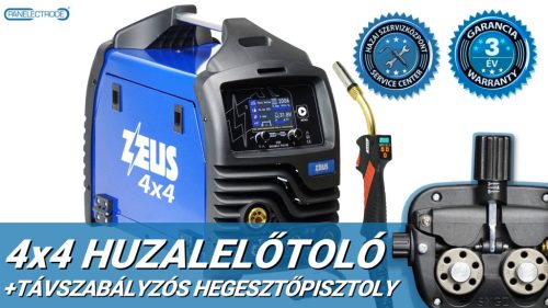 Panelectrode ZEUS 200 Double Pulse inverteres hegesztőgép + Távszabályzós MB24KD/3m  hegesztőpisztoly