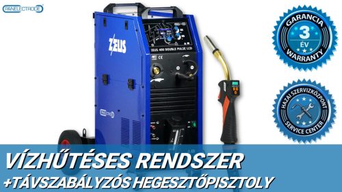 Panelectrode ZEUS 400 Double Pulse (vízhűtéses) inverteres hegesztőgép + Távszabályzós MB501/4m  hegesztőpisztoly